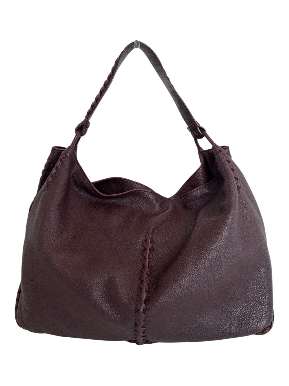 Bottega Veneta Intrecciato Cervo Leather Hobo Shoulder Bag - Burgundy